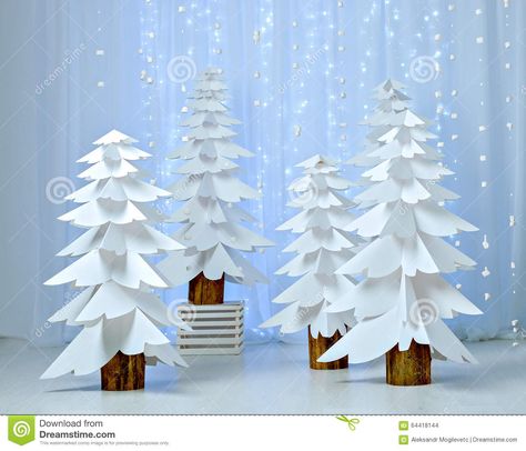 Fantastic Forest Of Paper Christmas Trees - Download From Over 49 Million High Quality Stock Photos, Images, Vectors. Sign up for FREE today. Image: 64418144 Paper Christmas Trees, Christmas Tree Photography, Paper Trees, Christmas Backdrops For Photography, Trees Photography, Christmas Stage, Backdrop Christmas, Christmas Photo Props, Christmas Photography Backdrops