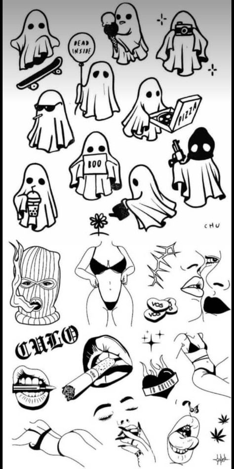 Simple Ghost Doodle, Simple Joker Tattoo, Cocktail Shaker Tattoo, Tornado Tattoo, Ghost Graffiti, Emoji Tattoo, Ghost Tattoos, Half Sleeve Tattoos Drawings, Saved Tattoo