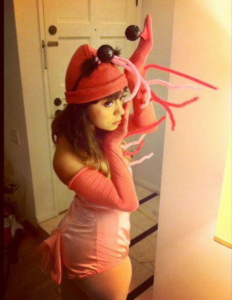 costume Shrimp Halloween Costume, Lobster Costume Womens, Shrimp Costume Diy, Fish Halloween Costume Women, Sea Halloween Costume, Spam Costume, Lobster Outfit, Shrimp Costume, Crab Costume