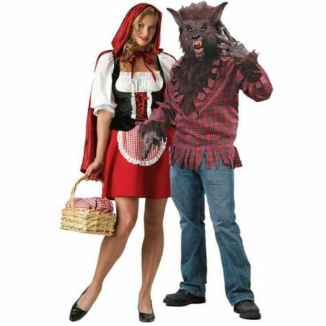 red riding hood and the big bad wolf couple costume. Big Bad Wolf Costume, Wolf Halloween Costume, Easy Couple Halloween Costumes, Funny Couple Costumes, Funny Couple Halloween Costumes, Best Couples Costumes, Carnaval Costume, Wolf Costume, Couple Costumes