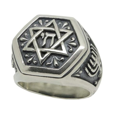 Handcrafted Sterling Silver 925 Custom made “The Star of David” symbol of modern Jewish identity and Judaism Men’s RingSecretium. Known in Hebrew as the Shield of David or Magen David sterling silver men’s ring . Original unique design with beautiful details and amazing art work . Rare piece, top quality, best craftsmanship, handmade . Excellent new condition, heavy, stamped 925  . Intricately detailed lines and antique, rustic finish all around Sterling silver Handmade “The Star of David” styl Southern Manners, David Ring, The Star Of David, Armor Tattoo, Jewish Symbols, Fantasy Clothes, King Solomon, S Ring, Jewish Jewelry