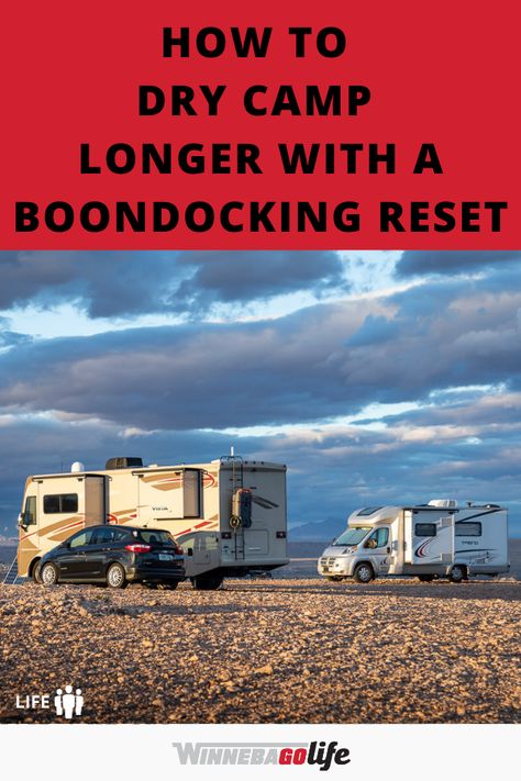 Looking for was to dry camp or boondock for longer periods of time? If so, then a “boondocking reset” just might be what you are searching for. From what is a boondocking reset, to tips before you begin dry camping, and so much more. This article will show you how to refresh and stretch your boondocking capabilities out longer. #WinnebagoLife #RVLive #BoonDockingReset #DryCamping #BoondockingLonger Boondocking Tips, Boondocking Rv, Rv Boondocking, Camp Ground, Rving Full Time, Dry Camping, All Pins, Rv Tips, Rv Adventure