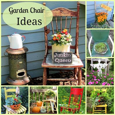 Garden Chair Ideas - add some art to your garden! Chair Planter, Shed Decor, Upcycle Garden, Garden Junk, Chair Ideas, Garden Chair, Garden Types, Old Chairs, Old Chair