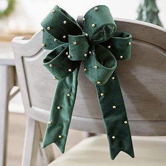 Velvet Christmas Bow, Christmas Candle Rings, Christmas Eve Outfit, Bow Garland, Chair Bows, Yard Ornaments, Shatterproof Ornaments, Christmas Green, Grandin Road