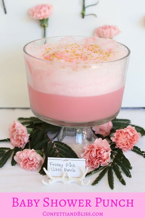 Pink Punch Recipes, Pink Party Punches, Baby Shower Punch, Party Punch Recipes, Babyshower Party, Baby Shower Drinks, Anniversaire Diy, Pink Showers, Look Rose