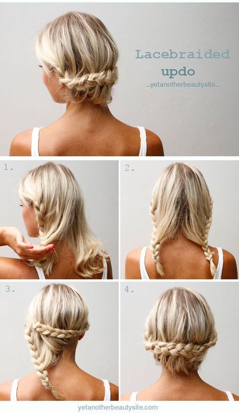 15 easy updos for all lengths and types of hair! Perfect for lazy days and rushed mornings when you just need to throw your hair up! See it on { lilluna.com } Messy Braided Hairstyles, Easy Updos For Medium Hair, Braid Updo, Everyday Hair, Up Dos For Medium Hair, Fishtail Braid, Hot Hair Styles, Penteado Cabelo Curto, Braided Hairstyles Tutorials