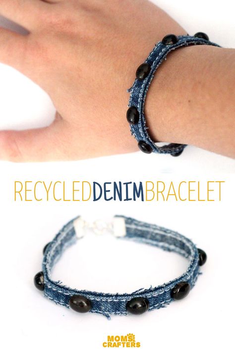 Diy Denim Bracelets, Denim Bracelet, Diy Fashion Trends, Denim Crafts Diy, Diy Denim, Blue Jeans Crafts, Easy Jewelry, Denim Jewelry, Denim Purse