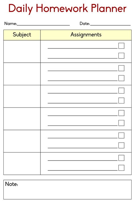 High School Daily Homework Assignment Sheets Homeschool Assignment Sheet, Homework Agenda Template, Homework Planner Template, Weekly Homework Sheet, School Homework Planner, Homework Management, Homework Assignment Sheet Weekly, Homework Checklist, Free School Printables