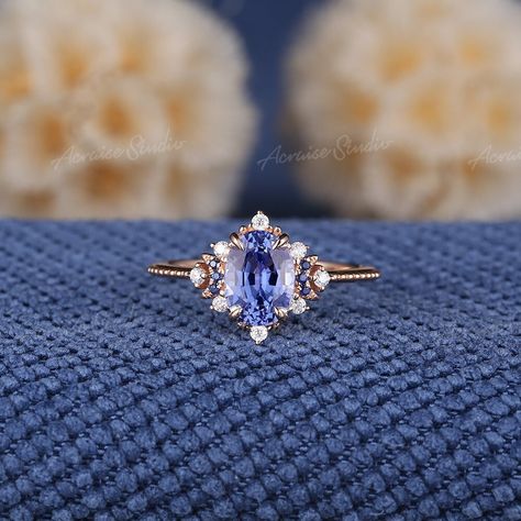 Art Deco Oval Cut Sapphire Engagement Ring Women Sapphire Wedding Ring Moon Ring Diamond Moissanite Cluster Ring Rose Gold Ring Gift for Her If you want a men's ring to match this ring, you can take a look at this one. https://www.etsy.com/listing/1526492752/vintage-rose-gold-diamond-mens?click_key= Jewelry Information: ♡ Handmade, high-quality item ♡ Material: SOLID 14K/18K GOLD ( can be made in yellow/white/rose gold ) Engagement ring ♡ Center stone: Lab grown sapphire ♡ Size/Weight:  6x8mm ♡ Sapphire Engagement Ring Gold, Cornflower Sapphire, Sapphire Engagement Ring Rose Gold, Sapphire Wedding Ring, Ring Moon, Sapphire Engagement Ring Set, Vintage Engagement Rings Sapphire, Blue Engagement Ring, Sapphire Wedding Rings