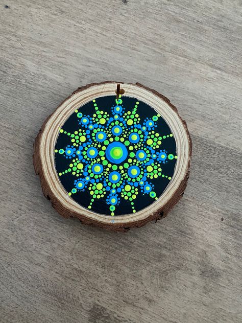 Wood Disc, Wood Slice Ornament, Dot Art Painting, Ink Illustrations, Wood Slices, Dot Painting, Dots Art, Painted Wood, Wood Art