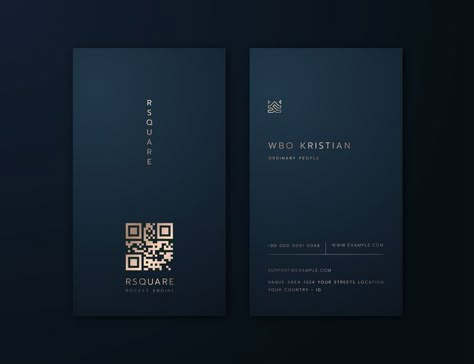 Vertical Business Card Design, Blue Logo Design, Business Card Design Black, Vertical Business Card, Simple Branding, Blue Business Card, Vertical Business Cards, Premium Business Cards, Modern Business Cards Design