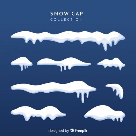 Snow cap collection Free Vector | Premium Vector #Freepik #vector #winter #snow #design #ornaments How To Draw Snow, Mother's Day Theme, Snow Illustration, Snow Design, Winter Poster, Snow Vector, Snow Cap, Christmas Graphic Design, School Illustration