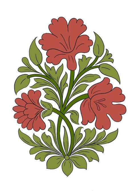 Mughal Designs Motifs, Traditional Motifs Design Indian, Mughal Illustration, Mughal Art Motifs, Mugal Motif, Mughal Floral Motifs, Kali Pujo, Mughal Flower Motif, Noor Mahal