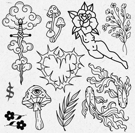 ✨New flash available✨ DM me if you see a design you're drawn to and want to inquire about an estimate or set up an appointment!! :) #flash#flashdesign#flashsheet#tattooflash#tattooartist#tattooapprentice#apprenticetattoo#blackandgreytattoo#blackwork#linework#tattoo#procreate Linework Art, Inspo Tattoo, Procreate Tattoo, Linework Tattoo, 13 Tattoos, Tattoo Flash Sheet, Tattoo Portfolio, Knee Tattoo, Traditional Tattoo Flash