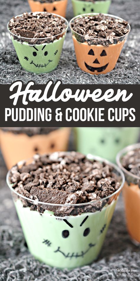 Halloween Pudding Cups, Halloween Dirt Pudding, Halloween Pudding, Frankenstein Halloween Party, Halloween Dirt, Dirt Pudding Cups, Dirt Pudding, Halloween Food Ideas, Kids Halloween Food