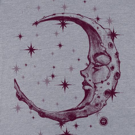 Lonely Moon T-Shirt: A Glimpse of Solitude Drawing Of A Moon, Moon Clothes Aesthetic, Old Vintage Drawings, Vintage Moon And Stars, Moon Vintage, Invite Aesthetic, Art Moon, Moon Posters, The Moon Art