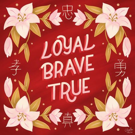 Handlettering procreate mulan live action Loyal Brave True, Mulan Live Action, Live Action Disney, Disney Live Action, Mulan, Live Action, Brave, Calm Artwork, Keep Calm Artwork