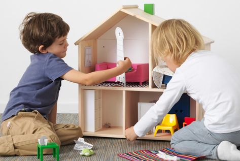 FLISAT Dollhouse / Wall Shelf Shelf Doll House, Ikea Flisat Dollhouse, Flisat Dollhouse, Kids Wall Shelves, Kids Storage Furniture, Ikea Dollhouse, Hanging Bookshelves, Ikea Flisat, Cube Shelf