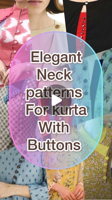 Kurta Neck Patterns, Dress Patterns Indian Kurti, Kurti With Buttons Neckline, Kurta Patti Neck Design With Buttons, Stand Patti Neck Kurti, Sten Patti Kurti, Kurti Neck Designs Latest Fashion, Neck Patterns For Kurtis, Polka Dot Kurti Design Pakistani