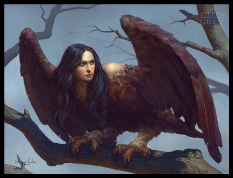 ArtStation - The bird Sirin., Stepan Gilev Slavic Mythology, Slavic Folklore, Bird People, Arte Alien, John William Waterhouse, Mythological Creatures, Mystical Creatures, Arte Animal, Gods And Goddesses