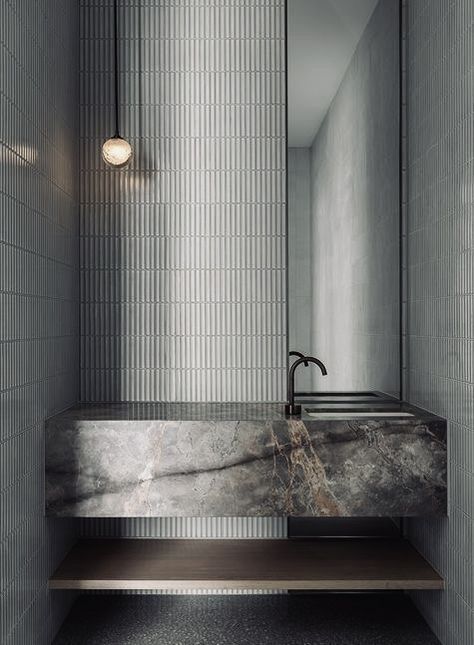 Marble Sink, Interior Design Per La Casa, Stone Bathroom, Powder Room Design, Mornington Peninsula, Toilet Design, Bathroom Design Luxury, Marble Bathroom, Guest Bathroom