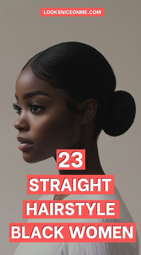 Straight hair, don’t care! 💅🏽 Try out these stunning straight hairstyles for Black women that range from sleek bobs to long, flowing layers. Perfect for adding a touch of elegance to your style! #StraightHairVibes #BlackHairMagic #ChicHairstyles Med Straight Hairstyles, Straight Black Hairstyles Black Women, Straight Natural Hairstyles Black Women, Black Women Straight Hairstyles, Straight Natural Hair Black Women, Natural Straight Hairstyles, Straight Hairstyles For Black Women, Straight Hairstyle, Straight Black Hair