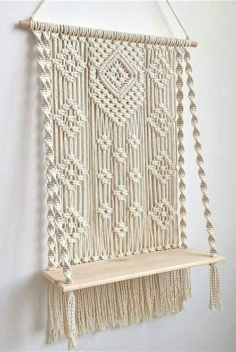 Rope Plant, Rope Plant Hanger, Simpul Makrame, Art Macramé, Wall Hanging Shelf, Pola Macrame, Macrame Wedding Backdrop, Macrame Shelf, Tutorial Macramé