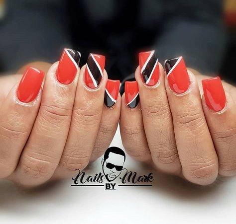 Trinidad 🇹🇹 Flag Trinidad Nails, Trinidad And Tobago Tattoo Ideas, Trinidad Tattoo Ideas, Trinidad And Tobago Nails, Flag Nail Designs, Trinidadian Flag, Doubles Trinidad, Trinidad And Tobago Flag Wallpaper, Trinidad Flag