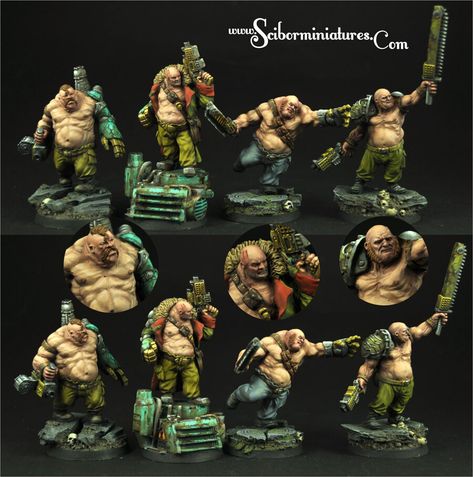 Sci Fi Ogres miniatures, Scibor Teleszynski on ArtStation at https://www.artstation.com/artwork/3oaE8Y Necromunda Ogryn, Warhammer 40k Ogryn, Chaos Cultist, Necromunda Gangs, 40k Imperial Guard, Sci Fi Games, Warhammer Miniatures, Sci Fi Miniatures, 40k Artwork