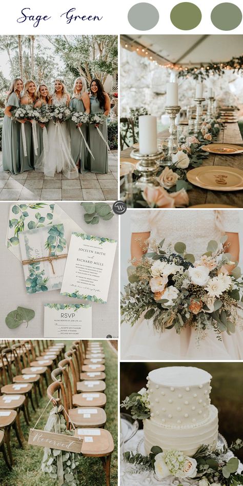 Color Ideas Wedding, Sage Wedding Colors, Sage Green Wedding Colors, Wedding Color Palettes, Wedding Color Ideas, Neutral Wedding Colors, Wedding Color Trends, Green Wedding Colors, Sage Wedding