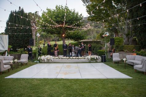 Outdoor Dance Floor Under Strings of Lights    Photography: Lane Dittoe… Outdoor Dance Floors, Backyard Wedding Decorations, Diy Your Wedding, Lights Photography, Backyard Reception, Dance Floor Wedding, Charming Wedding, Wedding Send Off, Yard Wedding