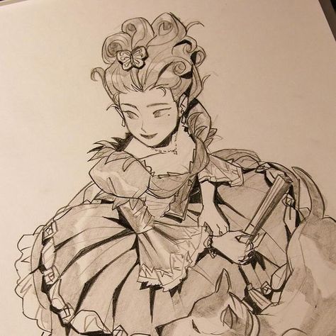 Rococo Drawing, Rococo Dress, Rococo Style, Rococo, Drawings, Anime, Instagram, Art