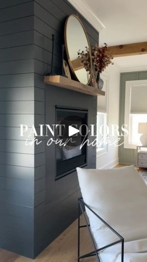 1.4K views · 16 reactions | Paint colors we used in our house:  -SW Iron ore - we used this dark & moody color in our home office, our shiplap accent wall in our guest bathroom and on our primary fireplace.  -SW Drift of Mist - Instead of painting our doors white we decided to add some contrast and we used this color on all our interior doors.   -SW Pure White - Our entire interior is this color besides our accent walls. It’s the perfect bright white with no yellow undertones.   -SW Evergreen Fog - This was color of the year in 2022 and it lives up to the hype! It pairs so well with wood tones, black, white, neutrals - it really is such a great accent color!   Want to know anything else? Send me a DM or leave a comment below!  . . . #homebuild #homebuildinghelp #custombuild #paint #sherwin Dark Accent Wall Living Room, Drift Of Mist, Accent Wall Paint Colors, Fireplace Accent Walls, Evergreen Fog, Dark Accent Walls, Grey Accent Wall, Black Accent Walls, Accent Wall Colors