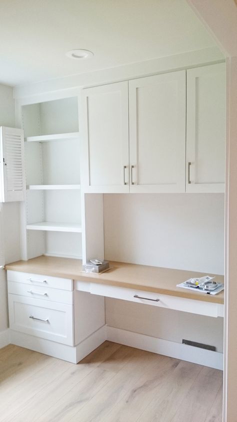 Bedroom Built In With Desk, Desk With Cabinets Above, Study Table Designs With Storage, Built In Desk And Shelves Bedroom, Cabinet With Study Table, Diy Built In Desk With Cabinets, Desk With Cupboard, Built In Cabinetry, Home Office Layouts