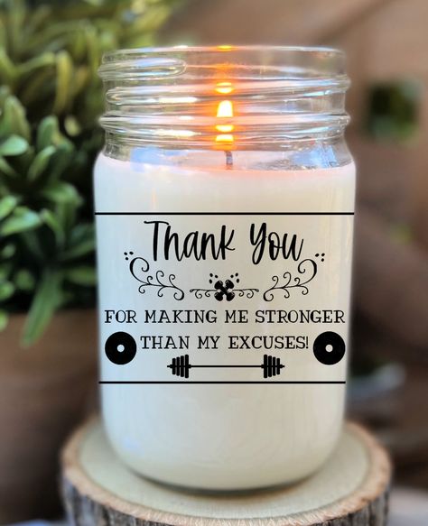 Trainer Gifts Ideas, Personal Trainer Gifts, Gym Teacher Gifts, Gifts For Personal Trainer, Gym Teacher, Gift Baskets For Men, Train Gifts, Gym Trainer, Gift Candle