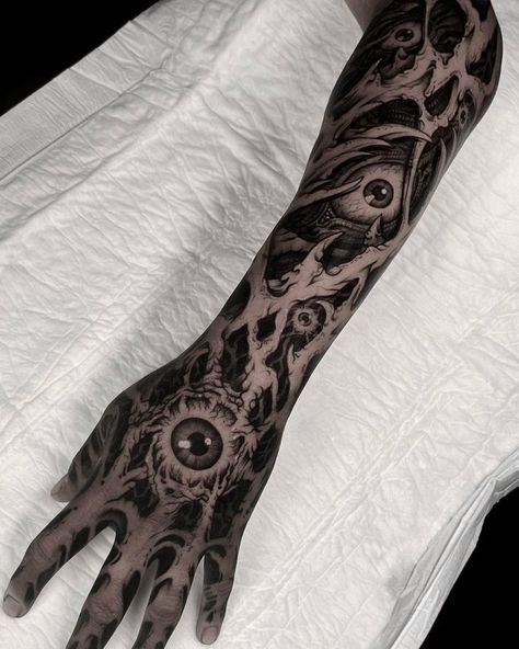 Eyeball Sleeve Tattoo, Eyes Arm Tattoo, Eye Sleeve Tattoo, Aye Tattoo, 2024 Tattoo Ideas, Eye Tattoo Sleeve, Eye Hand Tattoo, Eyes Tattoo Design, Eye Tattoo On Arm