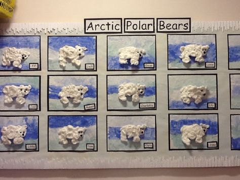 Arctic Polar Bears classroom display photo - Photo gallery - SparkleBox Polar Regions Display, Arctic Classroom Decor, Winter Classroom Display, Polar Bear Research Project, Arctic Animal Process Art, Polar Bear Exhibit, Animal Art Projects, Polar Animals, Eyfs Activities