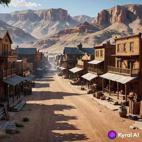 Western Town Fantasy Art, Sci Fi Western Town, Fantasy Wild West Town, Old West Background, Wild West Architecture, Western Landscape Photography, Old Wild West Aesthetic, Western Mansion, Western Ghost Town