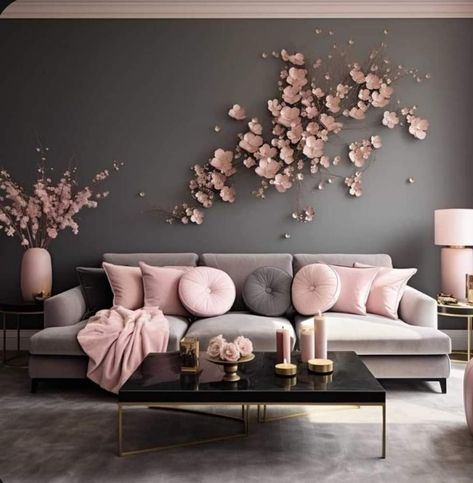 Grey And Pink Living Room, Blush Pink Living Room, Pink And Grey Room, Pink Living Room Decor, Sofa Arrangement, Gold Living Room, Casas The Sims 4, Pink Living Room, Corner Sofa Set