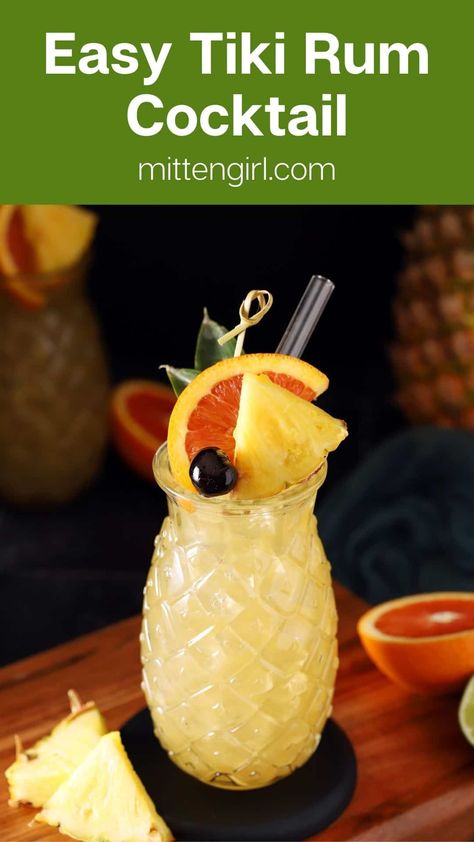 Mai Tai Drink Recipe, Tiki Drinks Cocktails, Tiki Drinks Recipes, Fancy Cocktails Recipes, Snack Pairings, Orange Juice Drinks, Tiki Cocktail, Malibu Rum, Tiki Cocktails