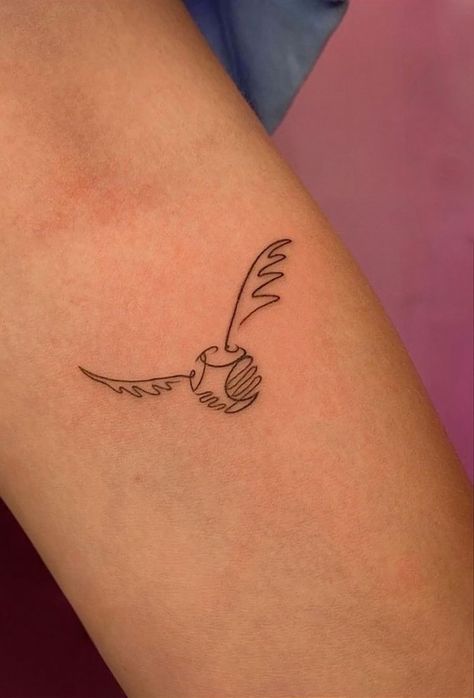 Harry Potter Tattoos Quidditch, Harry Potter Tattoos Wrist, Neck Minimal Tattoo, Harry Potter Back Tattoo Women, Harry Potter Neck Tattoo, Harry Potter Related Tattoos, Harry Potter Line Art Tattoo, Small Tattoo Harry Potter, Glorious Purpose Tattoo