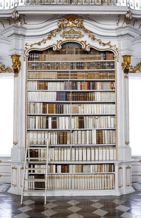 Admont Austria, Home Library Aesthetic, Dream Library, Beautiful Library, Library Aesthetic, Home Library Design, A Ladder, Home Libraries, Library Design