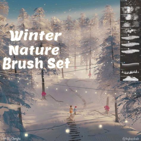 FREE Winter Nature Brush Set! by bybaobab Download brushset Procreate Brushes Download, Snow Texture, Snow Clouds, Beautiful Winter Scenes, Free Brushes, Free Procreate, Procreate Brushes Free, Procreate Ipad, Winter Nature