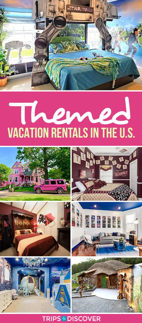 Unique Airbnb Themes, Airbnb Kids Room Ideas, Air Bnb Themes, Air Bnb Theme Ideas, Themed Airbnb Ideas, Airbnb Theme Ideas, Best Vrbo Rentals, Unique Airbnb Ideas, Airbnb Themes