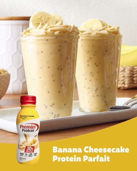 Premier Protein Shake Ideas, Banana Cream Protein Shake, Drinks With Premier Protein, Banana Cream Premier Protein Recipes, Premier Protein Banana Cream Recipes, Premier Banana Protein Shake Recipes, Smoothies With Premier Protein Shakes, Banana Premier Protein Shake Recipes, Cookies And Cream Premier Protein Shake Recipes