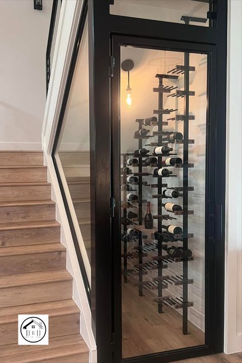 Under the stairs is such an underutilized space, but have you ever dreamed of using it for a wine room? These homeowners wanted this space for their wine collection and the finished product is an absolute beauty! Wine Closet Under Staircase, Under Steps Wine Cellar, Understair Wine Room, Dry Bar Under Stairs, Under The Stairs Wine Storage, Under The Stairs Wine Cellar, Wine Rack Under Stairs, Wine Closet Under Stairs, Wine Room Under Stairs