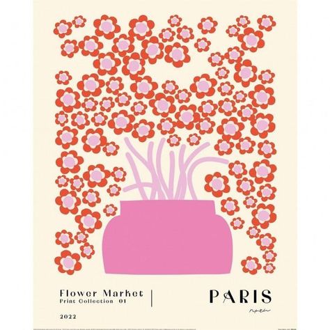 Cheap Pyramid International Flower Market Paris Print | Joom Flower Market Paris Poster, Flower Market Illustration, Flower Show Poster, Flower Vase Illustration, Flower Market Aesthetic, Current Aesthetic, Pink Flower Bouquet, Paris Art Print, Kids Graphics