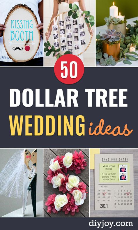 Dollar Tree Wedding Ideas - Cheap DIY Wedding Decor Ideas - Homemade Wedding Decorations for Bride on a Budget - inexpensive outdoor weddings , DIY Table Centerpieces, Flowers, favors, signs, crafts for weddings Dollar Tree Wedding Ideas, Dollar Tree Wedding Decorations, Wedding Tree Decorations, Dollar Tree Wedding, Wedding Decorations On A Budget, Inexpensive Wedding, Wedding Favors Cheap, Dollar Tree Store, Diy Wedding Favors