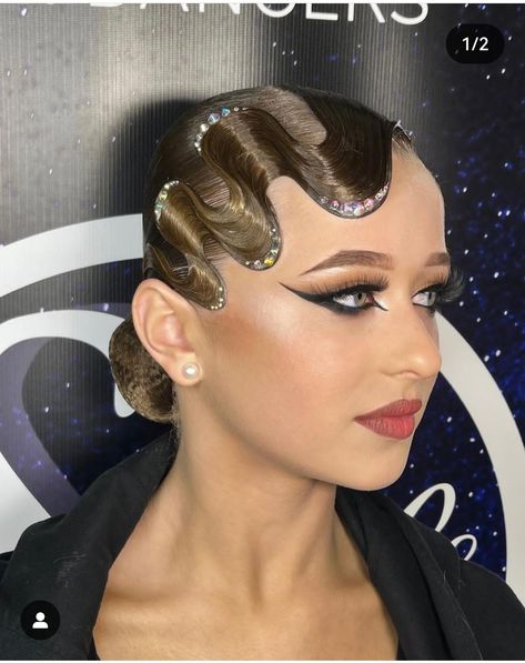 Competition Hairstyles Dancers, Standard Ballroom Hair, Ballroom Hairstyles Competition, Ballroom Dance Hairstyles, Dancesport Hair, Ballroom Hairstyles, Ballroom Dance Hair, Latino Dance, Hair Tied Back