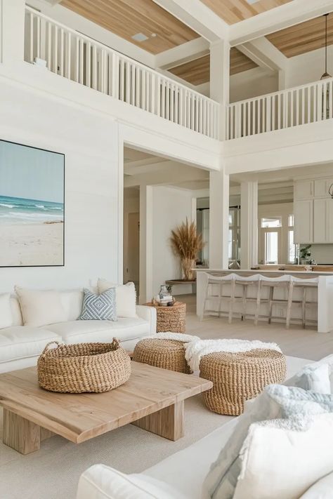 39 Chic Coastal Living Rooms: Transform Your Space into Paradise California Coastal Living Room, Small Living Room Ideas Apartment Cozy, Coastal Living Room Ideas, Cozy Beach House, Coastal Calm, Sitting Room Design, Beach House Living Room, Housing Design, Beach Place